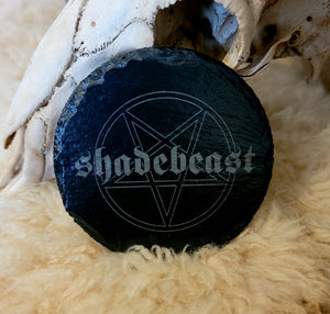 Shadebeast Slate Coaster, black "Pentagram logo" etched