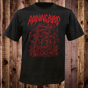 Max Siebel "Raining Blood" tee, blood red on black w/STICKER