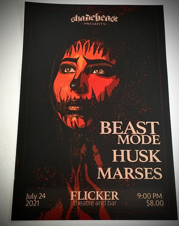 07-24-21 Shadebeast Presents, Beast Mode, Husk, Marses, 13x19
