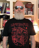 Max Siebel "Live to Fly" tee, blood red on black w/STICKER