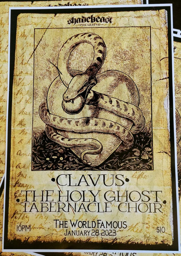 01-28-23 Shadebeast Presents, Clavus, The Holy Ghost Tabernacle Choir, 13X19